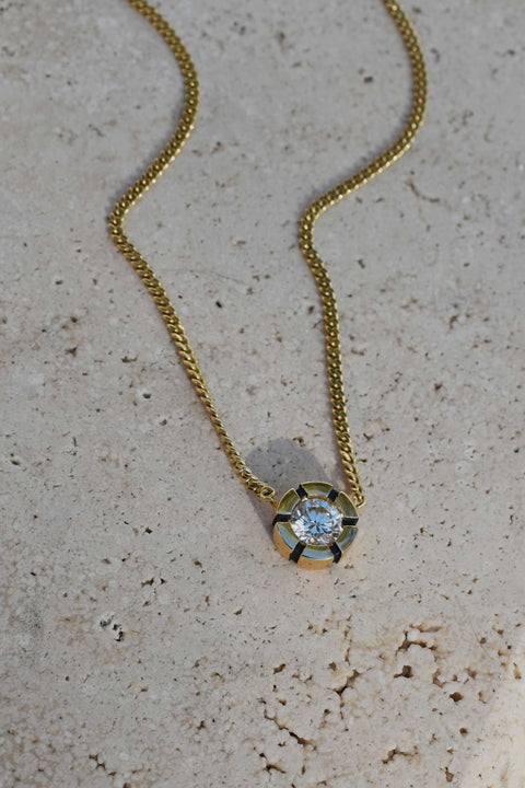 Grooved diamond necklace
